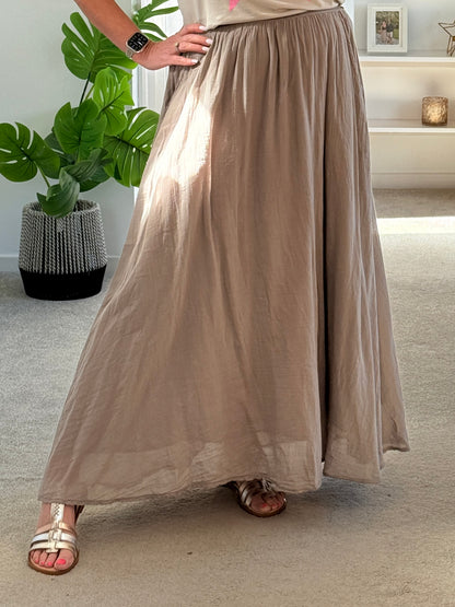 Charcoal Grey Cotton Pocket Maxi Skirt