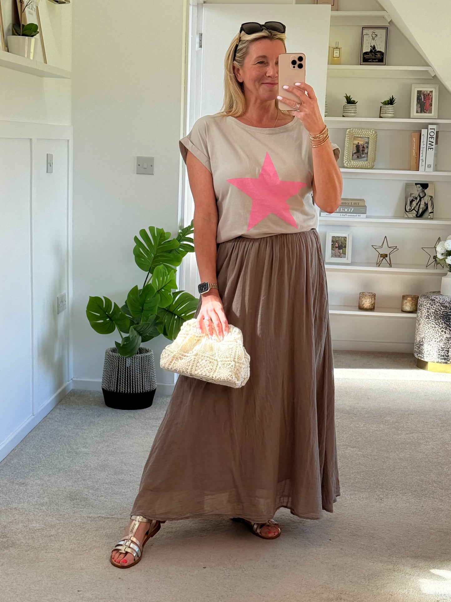Mocha Cotton Pocket Maxi Skirt