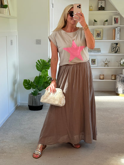 Charcoal Grey Cotton Pocket Maxi Skirt