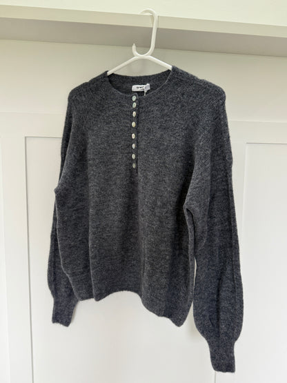 Grey Alpaca Mix Button Jumper