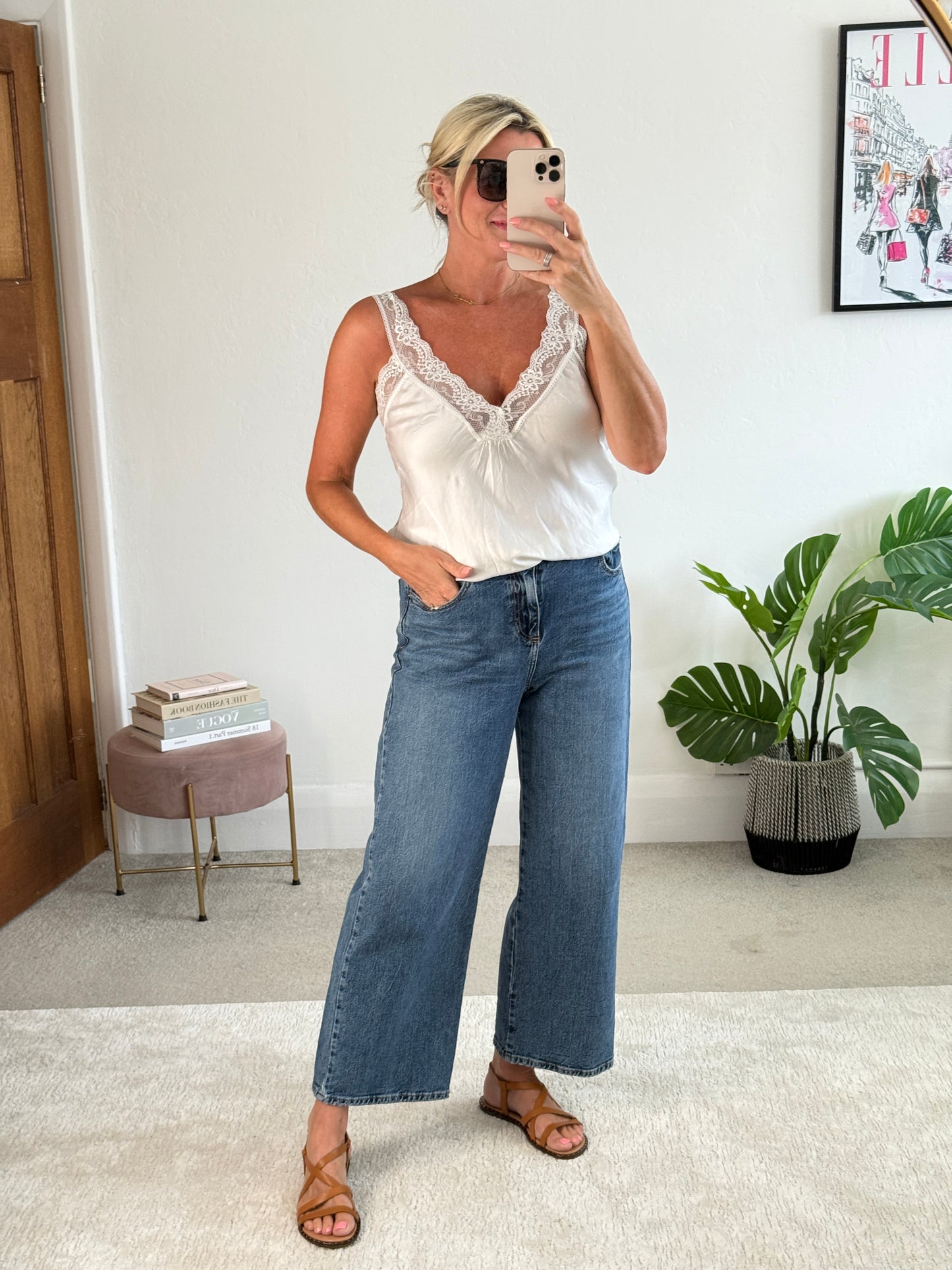Cream Satin/Lace Cami Top