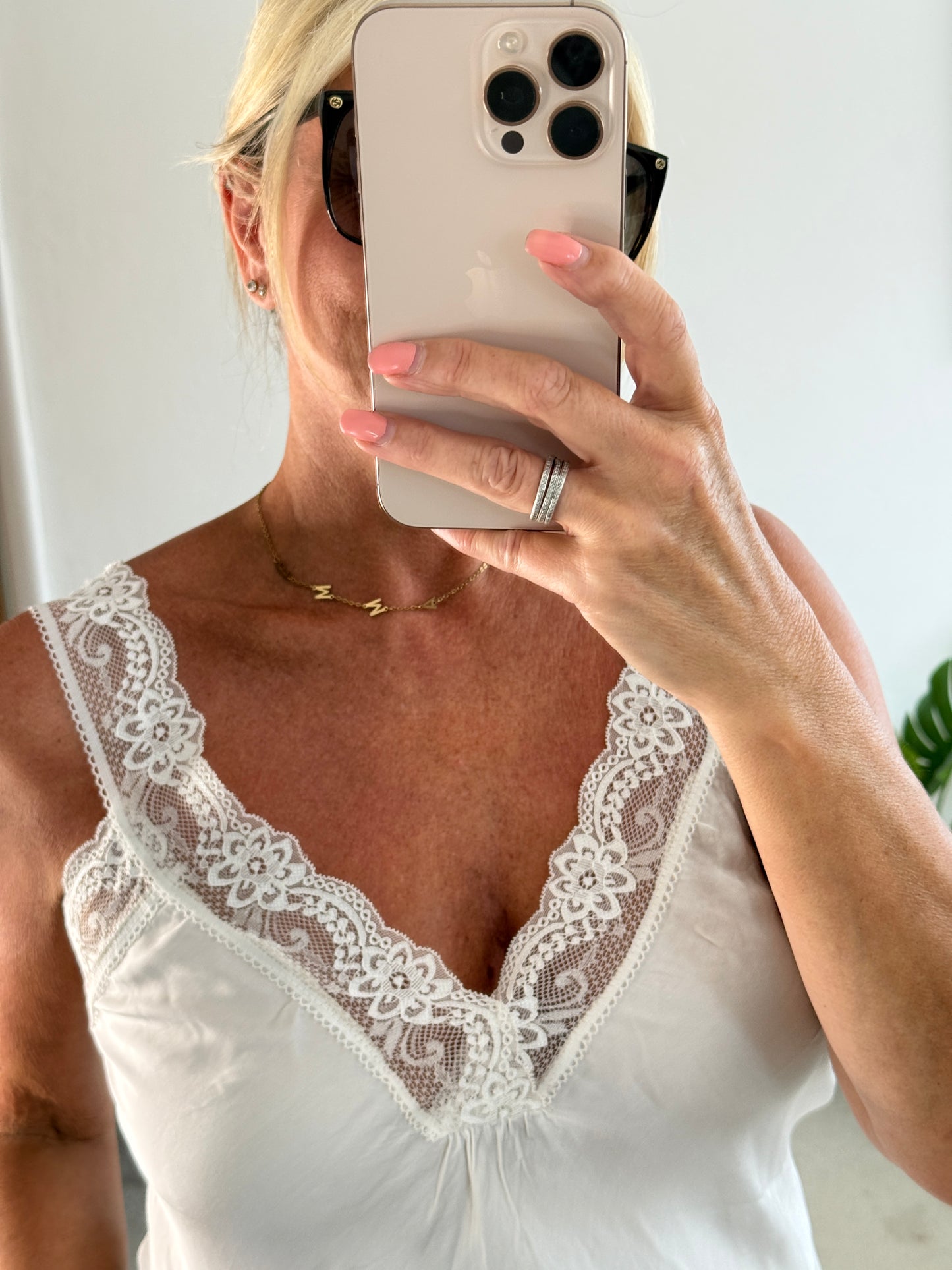 Cream Satin/Lace Cami Top