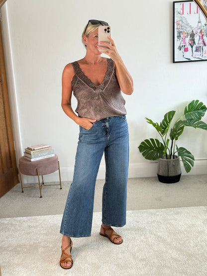 Chocolate Satin/Lace Cami Top