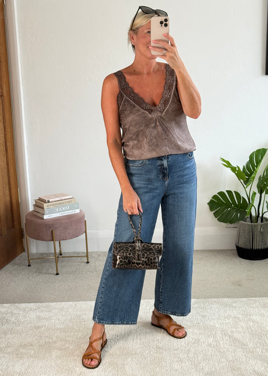 Chocolate Satin/Lace Cami Top