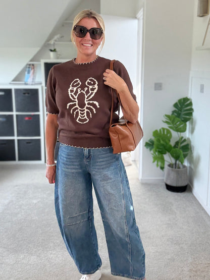 Lobster Short Sleeve Scallop Edge Jumper