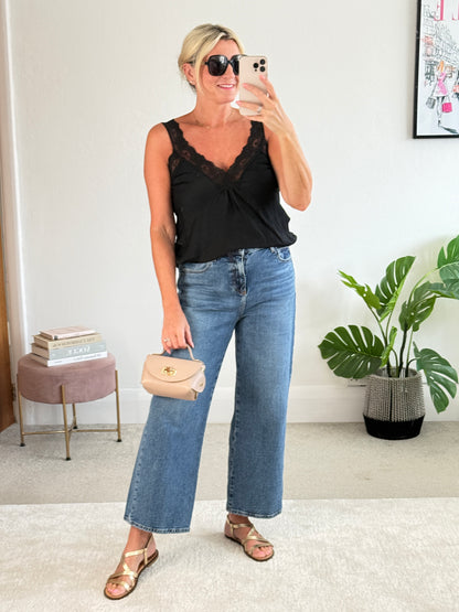 Black Satin/Lace Cami Top
