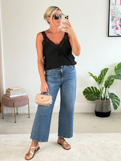 Black Satin/Lace Cami Top