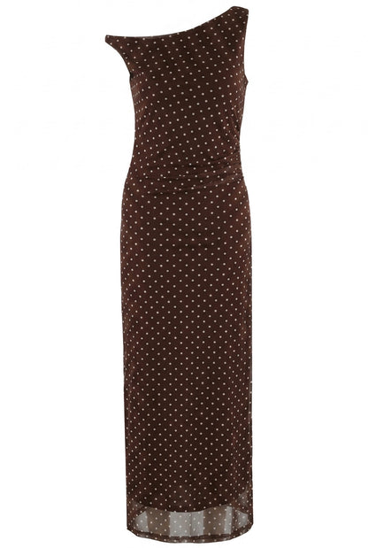 Black Polka Dot One Shoulder Dress