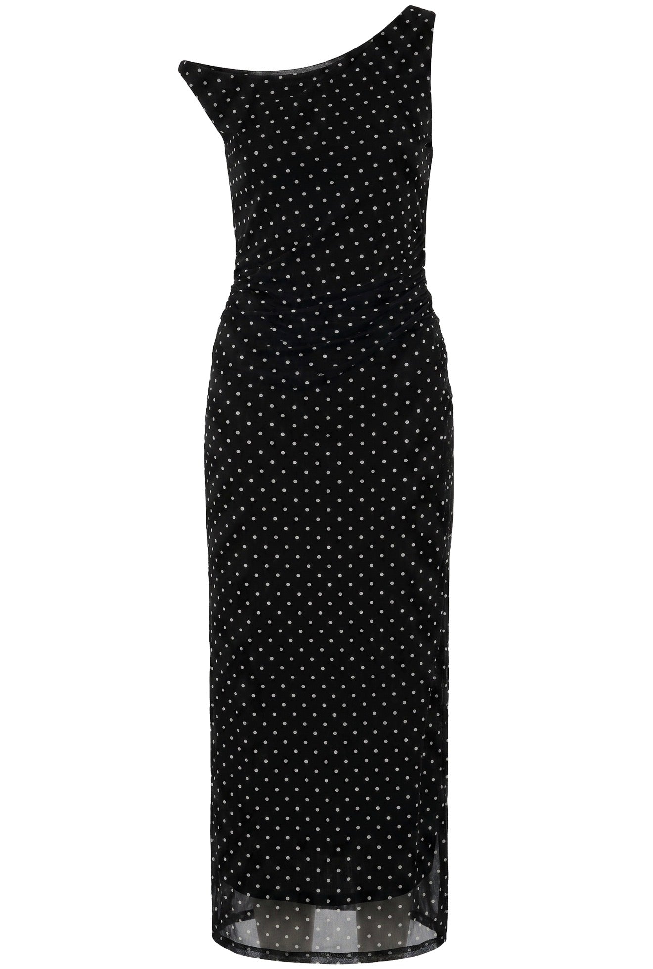 Black Polka Dot One Shoulder Dress
