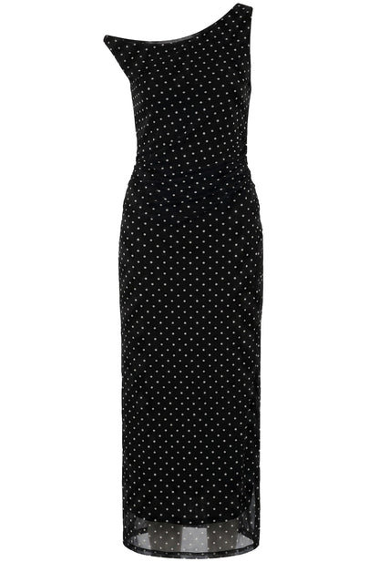 Black Polka Dot One Shoulder Dress
