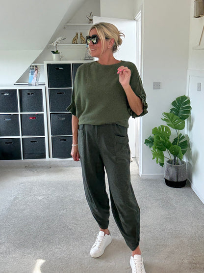 Dark Khaki Slim Barrel Cargo Joggers