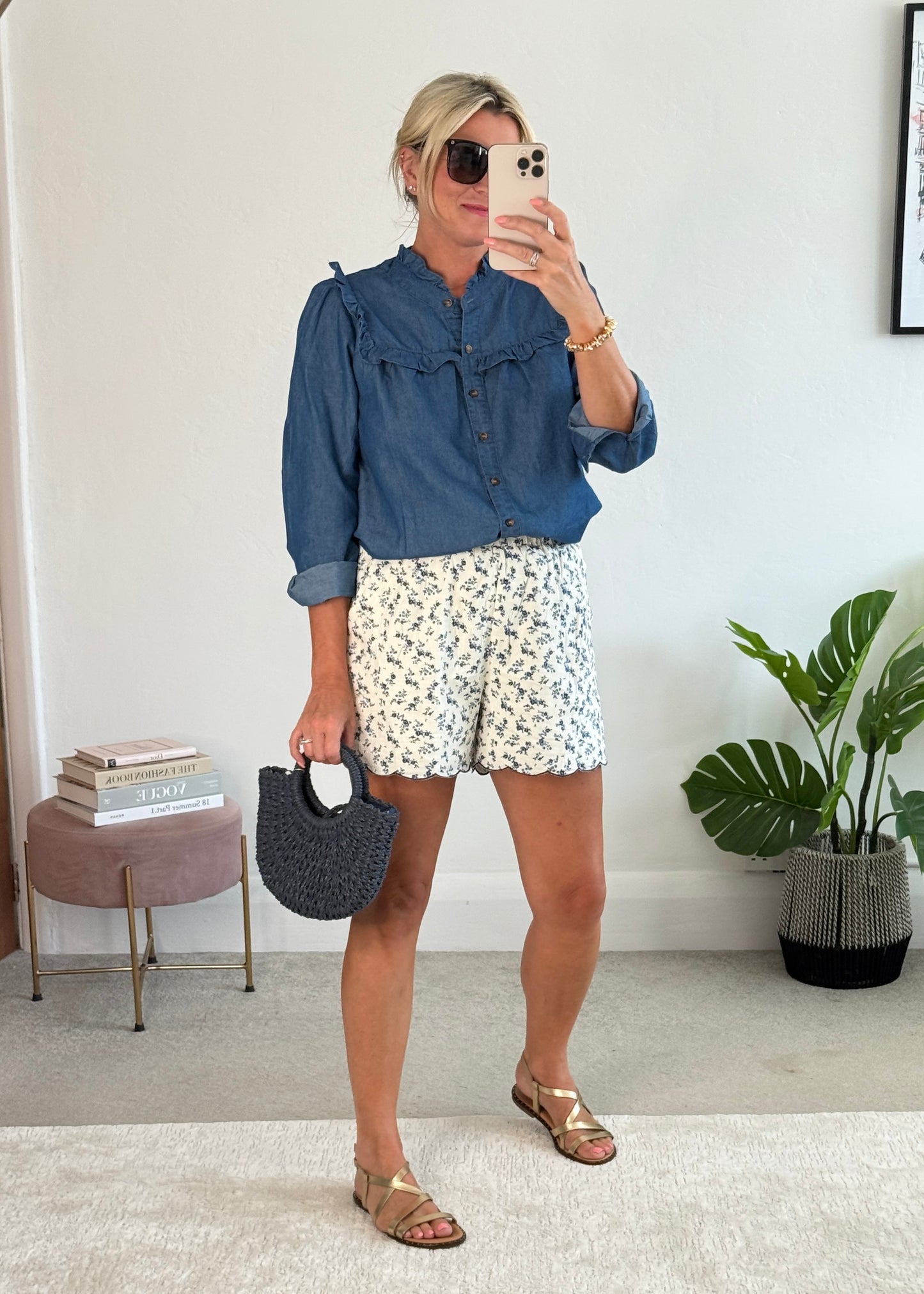 Denim Frill Detail Blouse
