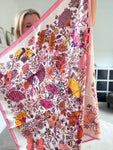 Pink Butterfly Pattern Silk Touch Square Scarf