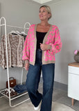 Neon Pink/Oatmeal Leopard Cardigan