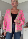 Neon Pink/Oatmeal Leopard Cardigan