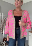 Khaki/Light Grey Leopard Cardigan