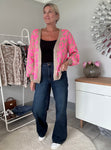 Neon Pink/Oatmeal Leopard Cardigan