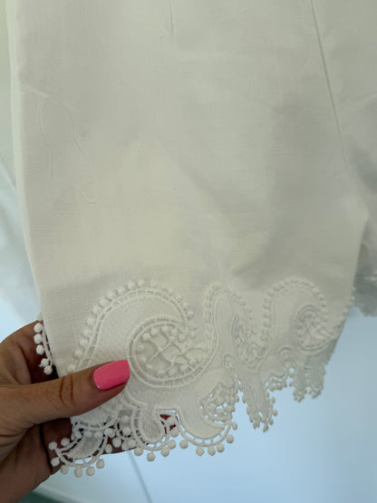 White Cotton Crochet Detail Co Ord