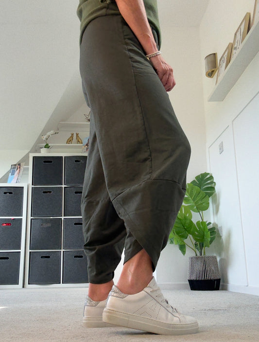 Dark Khaki Slim Barrel Cargo Joggers