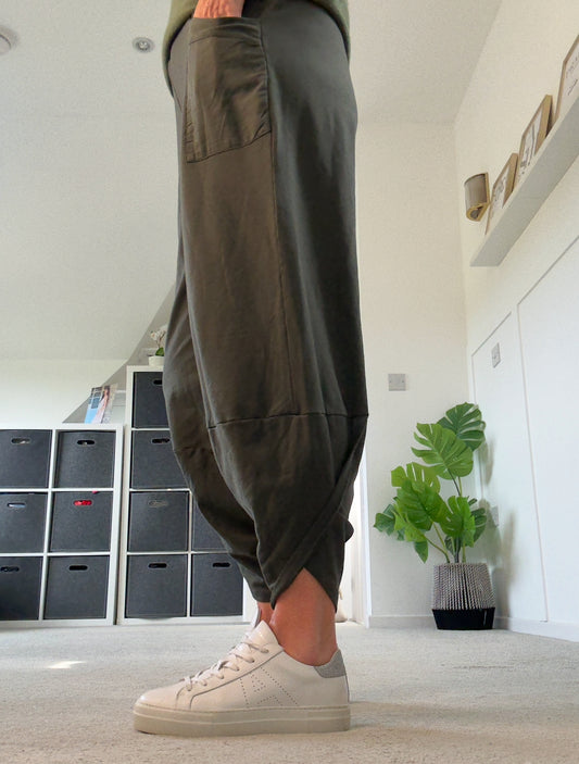 Dark Khaki Slim Barrel Cargo Joggers