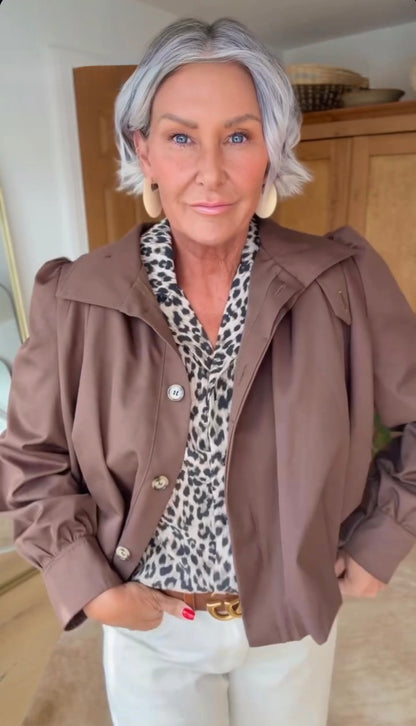Coffee Chloe Puff Sleeve Jacket