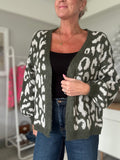 Khaki/Light Grey Leopard Cardigan