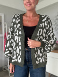 Khaki/Light Grey Leopard Cardigan