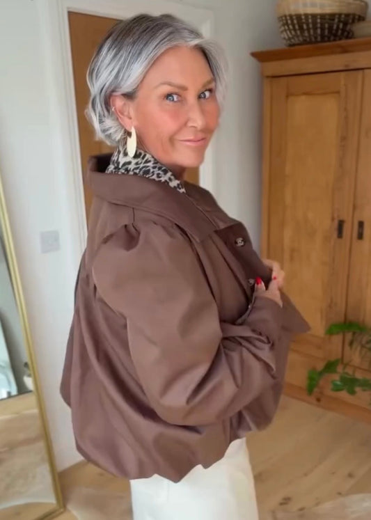 Coffee Chloe Puff Sleeve Jacket
