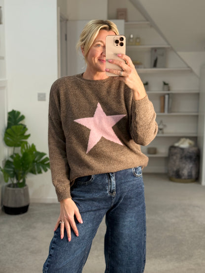 Denim Blue/Pink Star Jumper