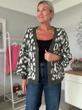 Khaki/Light Grey Leopard Cardigan