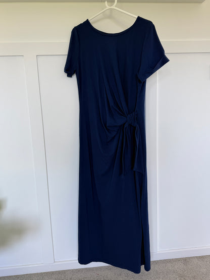 Black Side Tie S/S Jersey Dress