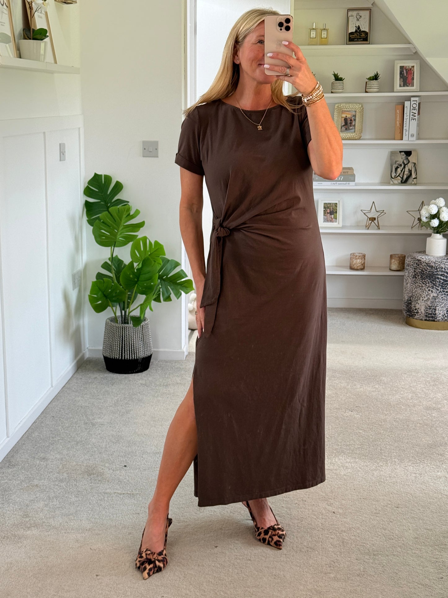 Black Side Tie S/S Jersey Dress