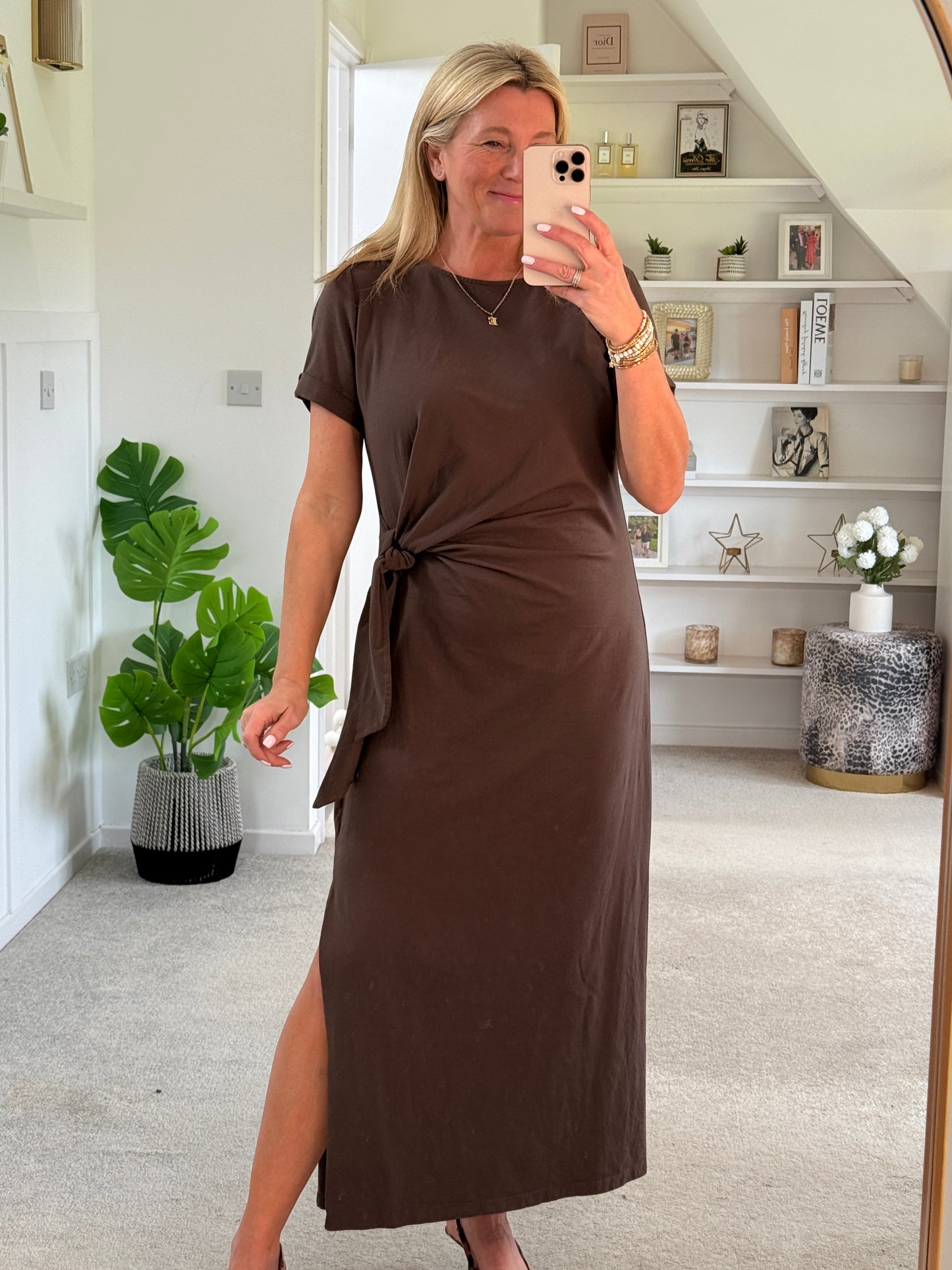 Black Side Tie S/S Jersey Dress