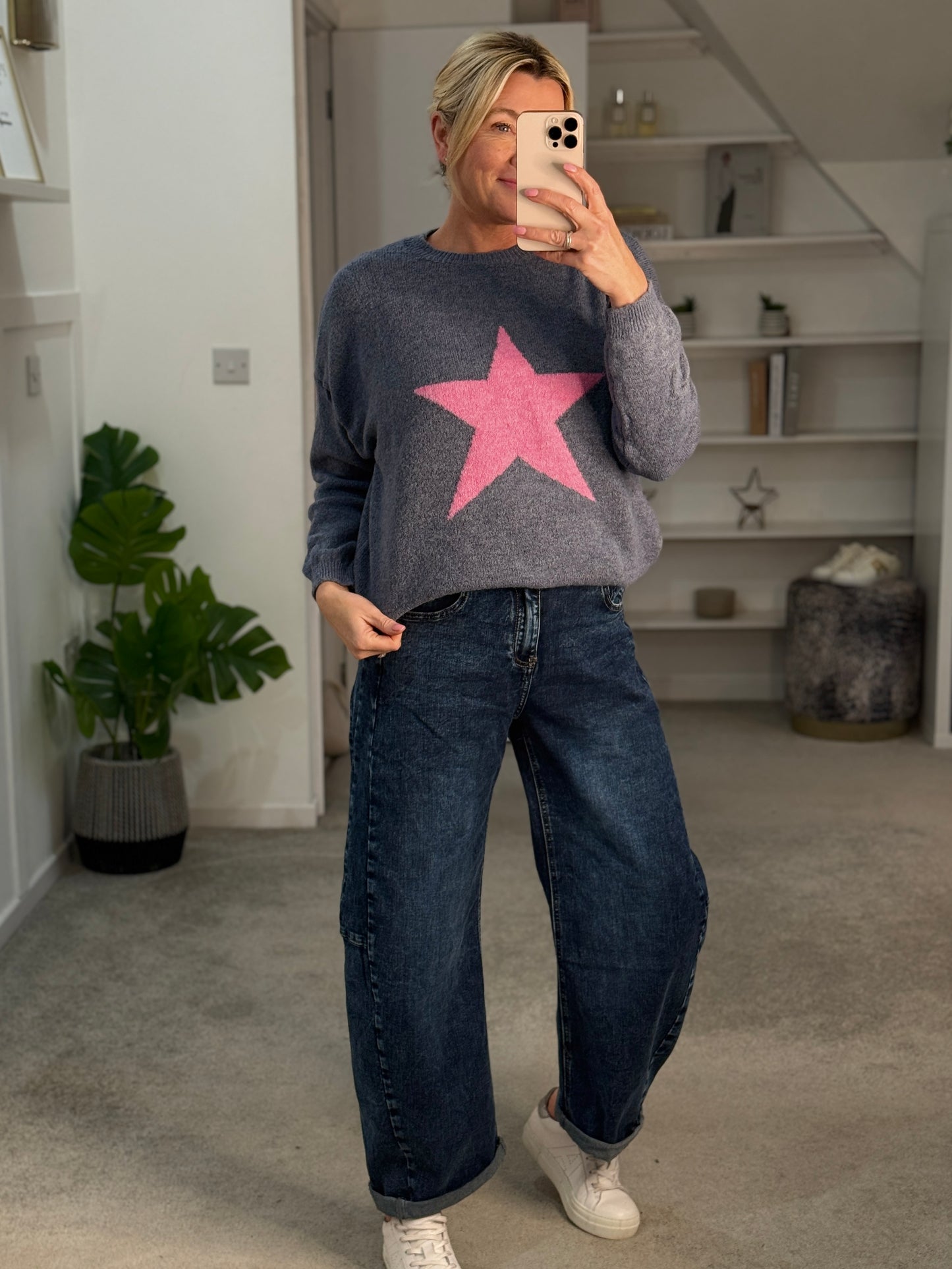 Denim Blue/Pink Star Jumper