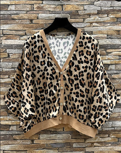 Giletta Khaki Leopard Print Cardi/Jacket