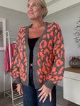 Khaki/Light Grey Leopard Cardigan