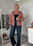 Neon Orange/Charcoal Leopard Cardigan