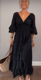 Black Broderie Anglaise Frill Sleeve Dress