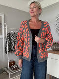 Neon Orange/Charcoal Leopard Cardigan