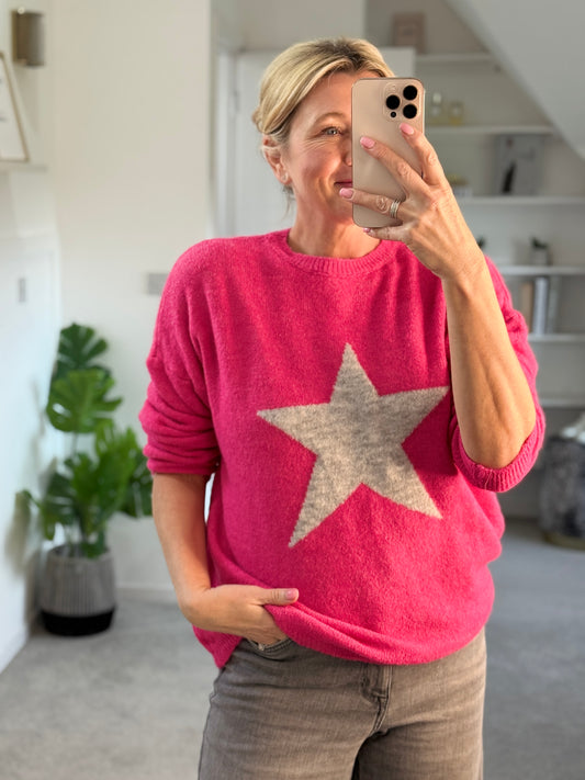 Hot Pink/Grey Star Jumper