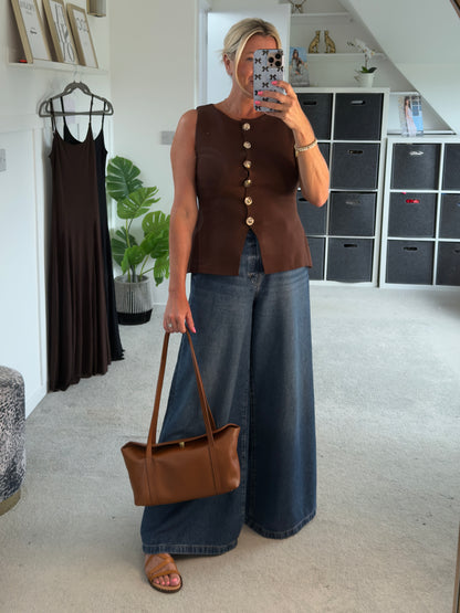 Chocolate Waistcoat with Gold Buttons