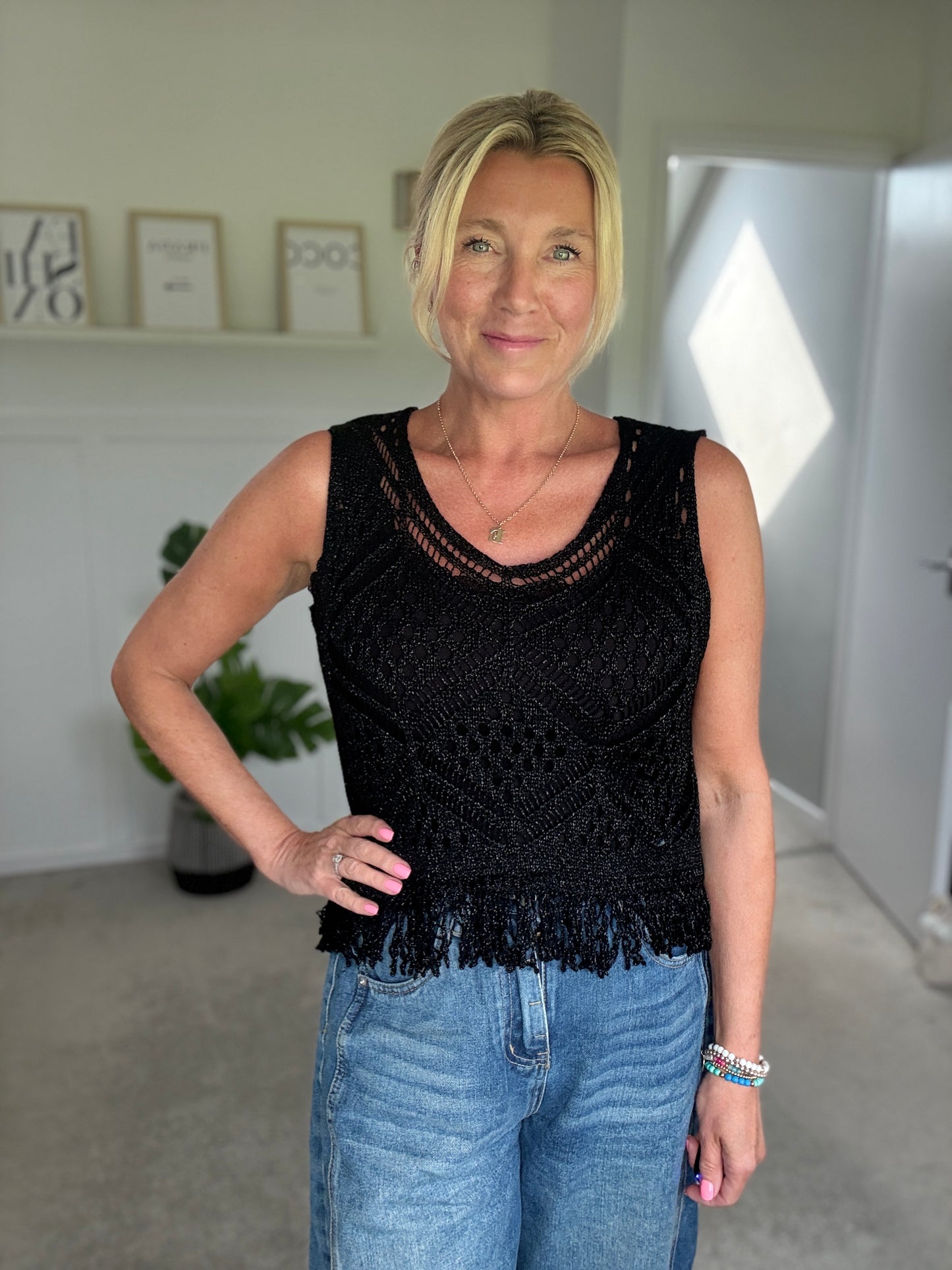 Black Crochet Bella Top