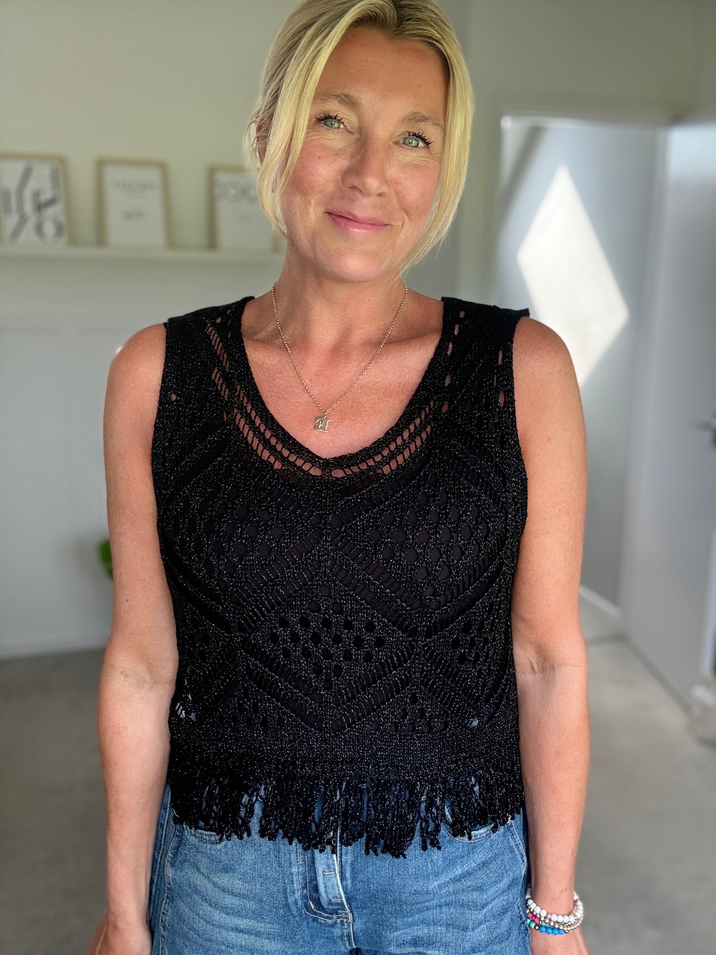 Black Crochet Bella Top