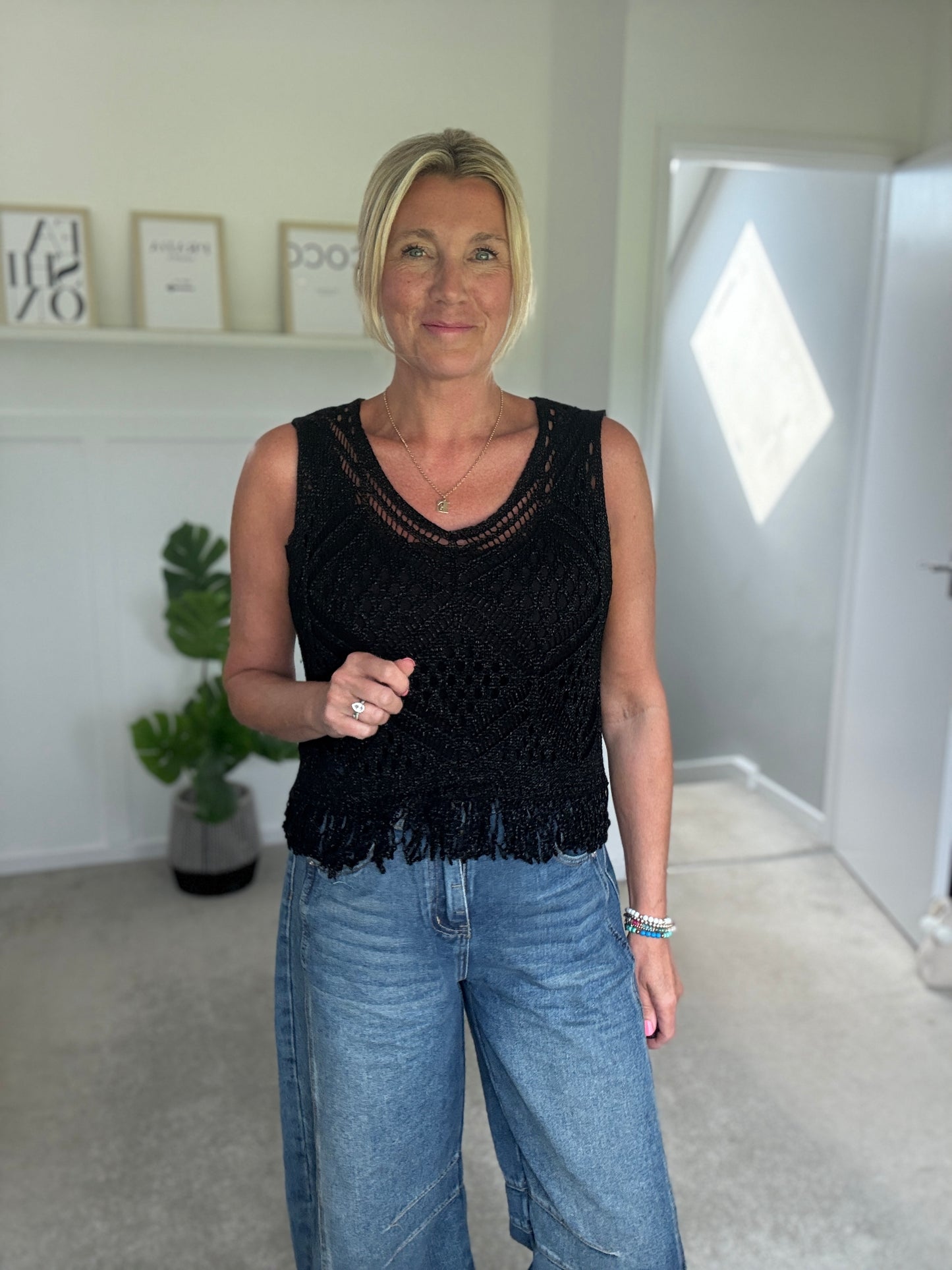 Black Crochet Bella Top