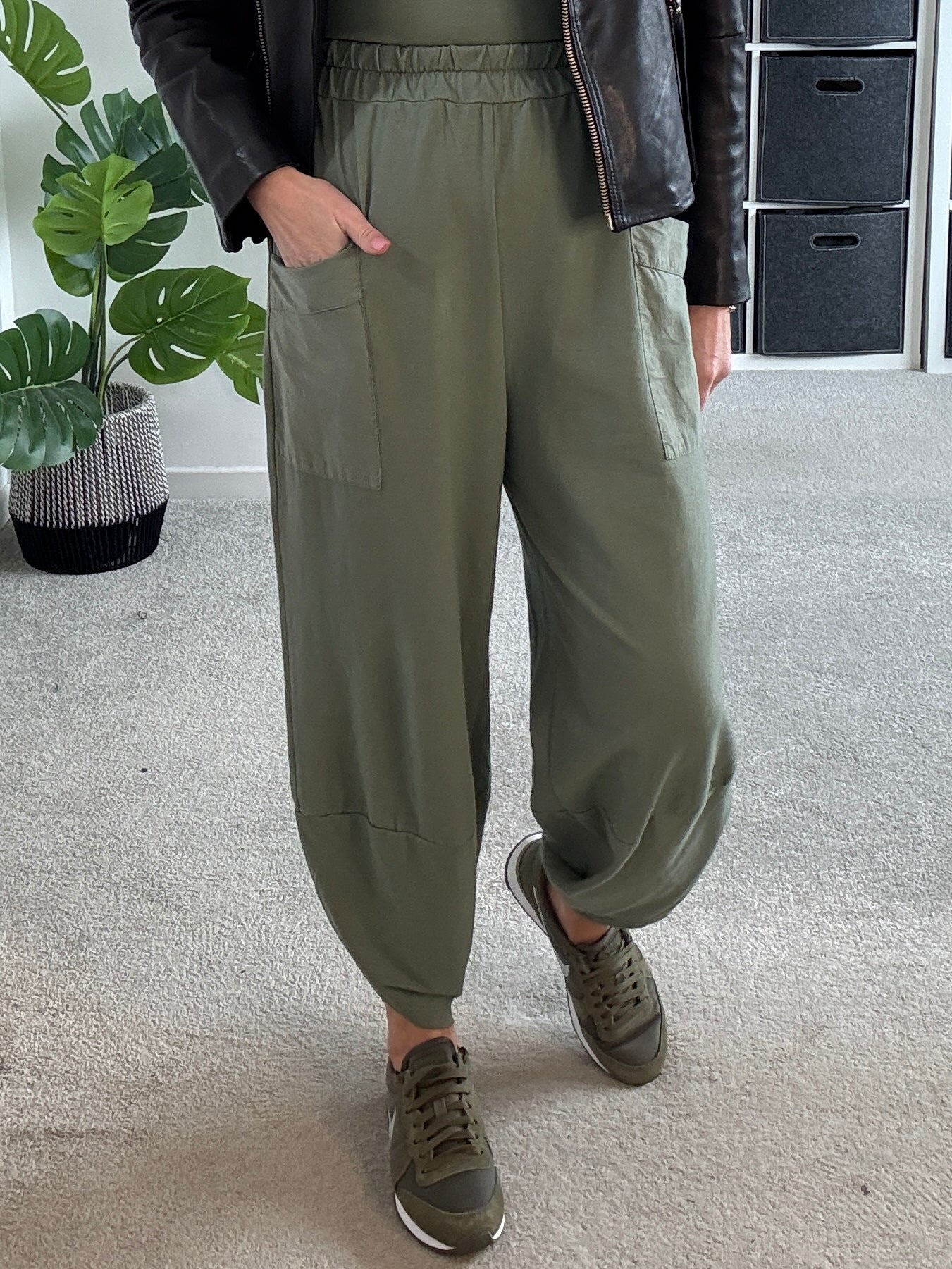 Dark Khaki Slim Barrel Cargo Joggers