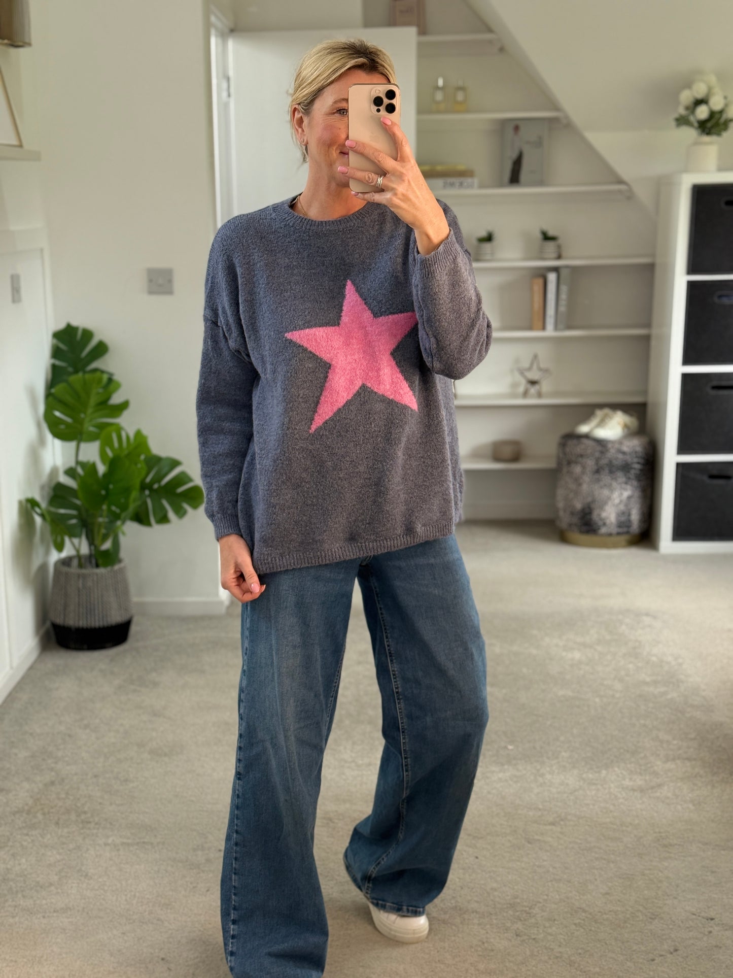 Denim Blue/Pink Star Jumper