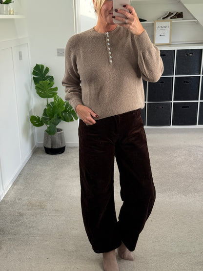 Barrel Leg Cords | Chocolate & Black