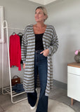 Flo Stripe Long Cardigan - Grey/Khaki