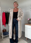 Flo Stripe Long Cardigan - Cream/Taupe