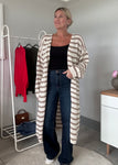 Flo Stripe Long Cardigan - Cream/Taupe